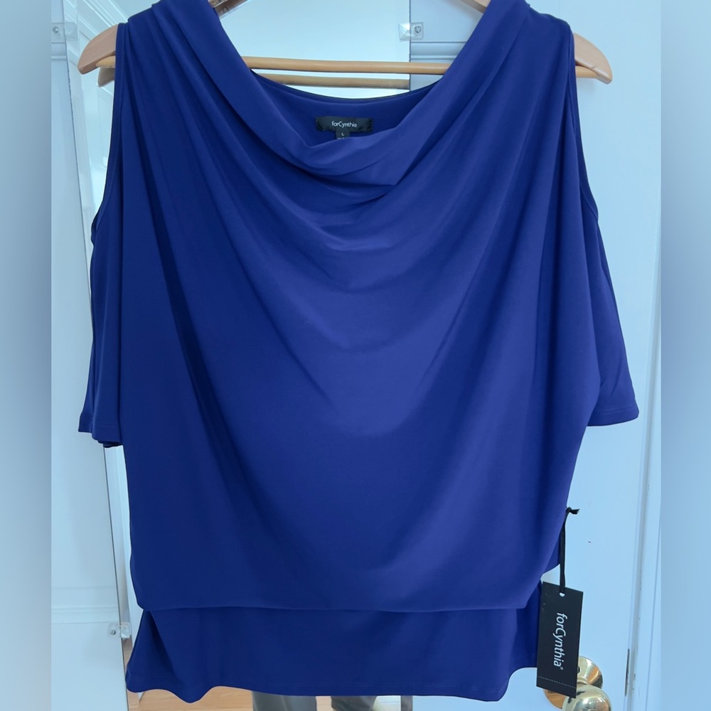 For Cynthia Large Cold Shoulder Peplum Top NWT